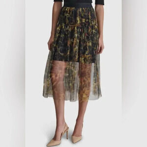 DKNY Logo Band Tulle Skirt Animal Print Women’s M - NWT